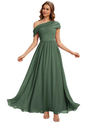 Amazon fashion chiffon one-shoulder long bridesmaid dress wedding annual meeting banquet host evening dress bestie long dress