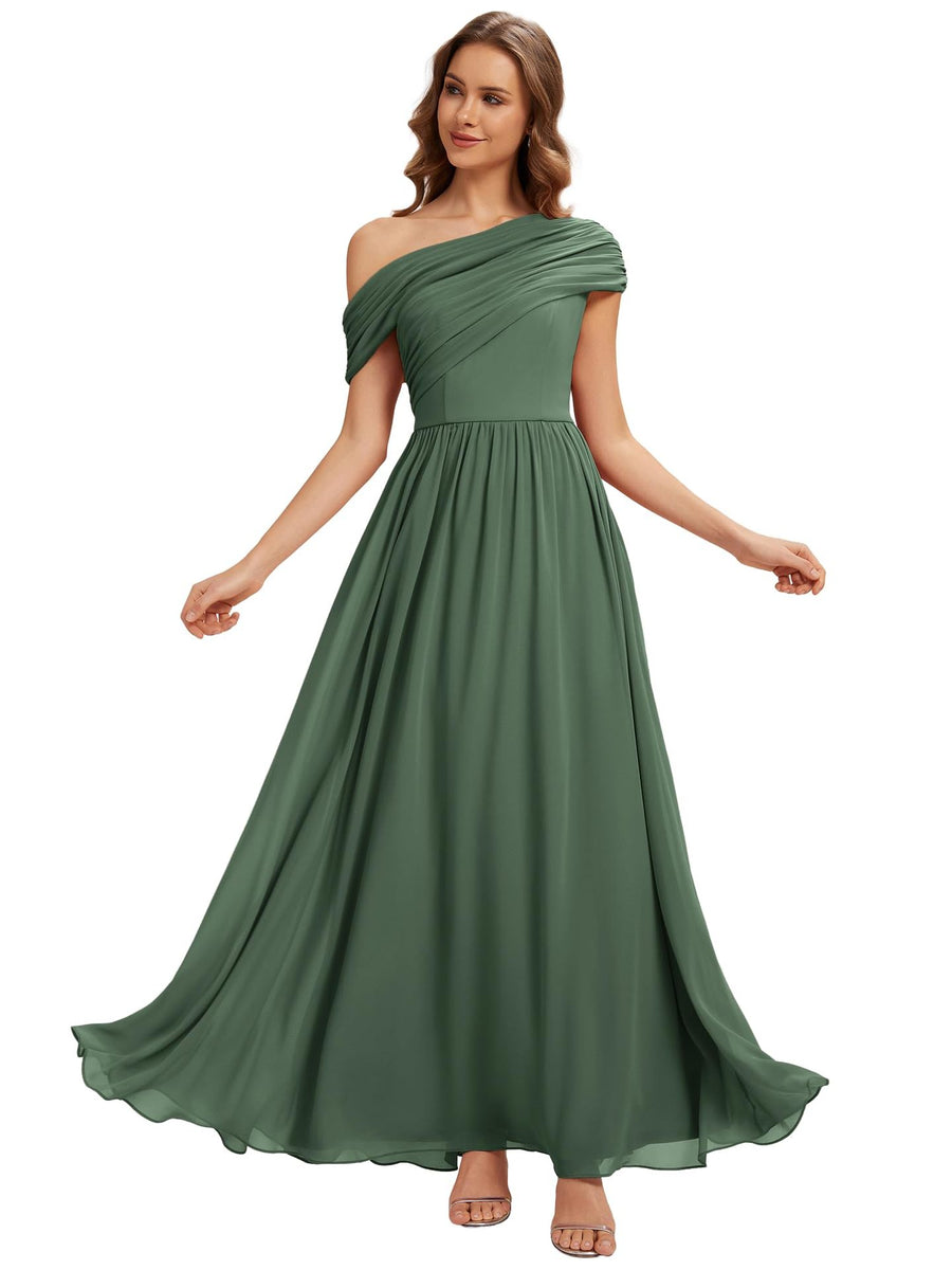 Amazon fashion chiffon one-shoulder long bridesmaid dress wedding annual meeting banquet host evening dress bestie long dress