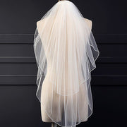Dense soft gauze tulle bridal veil with delicate princess lace headpiece
