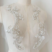 A Pair of Exquisite 3D Sequined Rhinestone Embroidered Flower - DIY Dance Performance & Wedding Clothing (ZH423)