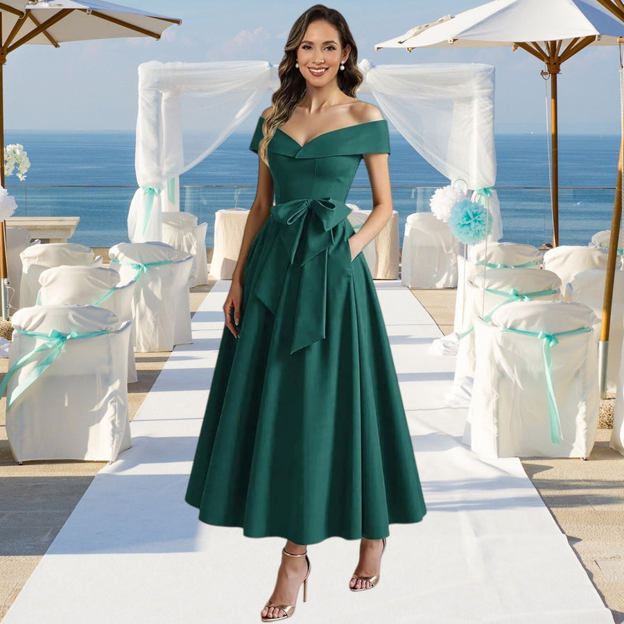 Plus size evening gown for women - satin wedding bridesmaid dress, perfect for annual meetings, performances, and special occasions. flattering and figure-enhancing, designed for curvy women. a stylish choice for mothers
