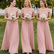Amazon fashion chiffon one-shoulder long bridesmaid dress wedding annual meeting banquet host evening dress bestie long dress