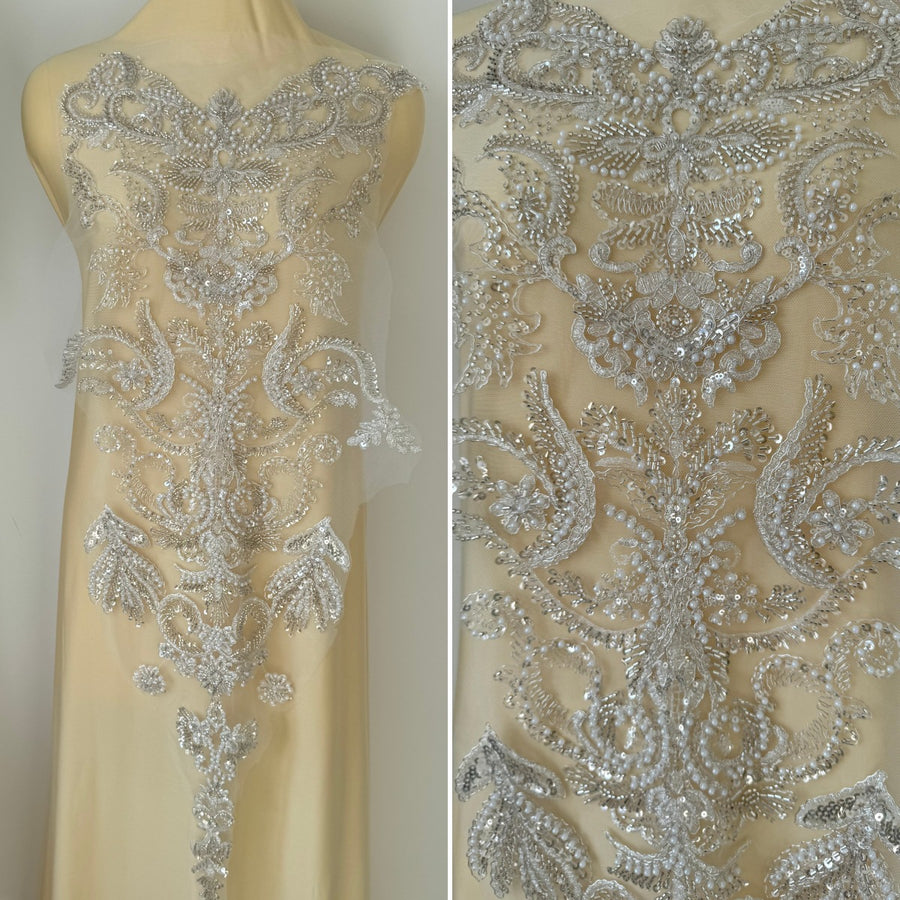 Zh494 fashion mesh fabric wedding dress diy large floral applique wedding dress women's clothing accessories