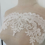 White Lace Mesh Heavy Industry Diamond Handmade Beading Ribbon - Luxurious DIY Clothing & Wedding Dress Trim (ZH463)