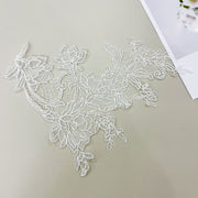 Beige Fish Silk Thread Water-Soluble Lace Flower Applique - DIY Handmade Bridal Veil Accessory
