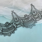 White Polyester Flower Wave Lace Fabric - Curtain, Necklace & Clothing Embroidery DIY Accessory (R175)