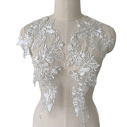 Embroidered Lace Trim Appliqué Pair – DIY Wedding Dresses, Evening Gowns & Clothing Decoration (ZH312)