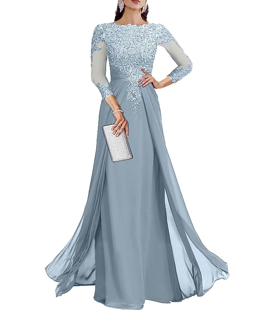 Cross-border lace patchwork long evening dress women's three-quarter sleeve banquet host bridesmaid dress new arrival elegant slimming evening gown