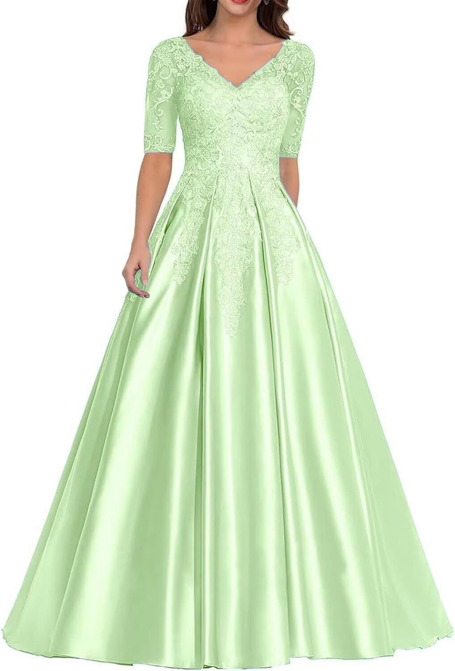 European and american style plus size evening gown - women's satin floor-length dress - perfect for weddings, bridesmaids, annual galas, and performances - flattering and figure-forgiving