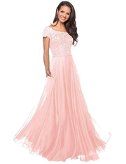 European and american style plus size evening gown women's lace chiffon floor-length dress wedding bridesmaid annual meeting performance outfit for curvy moms