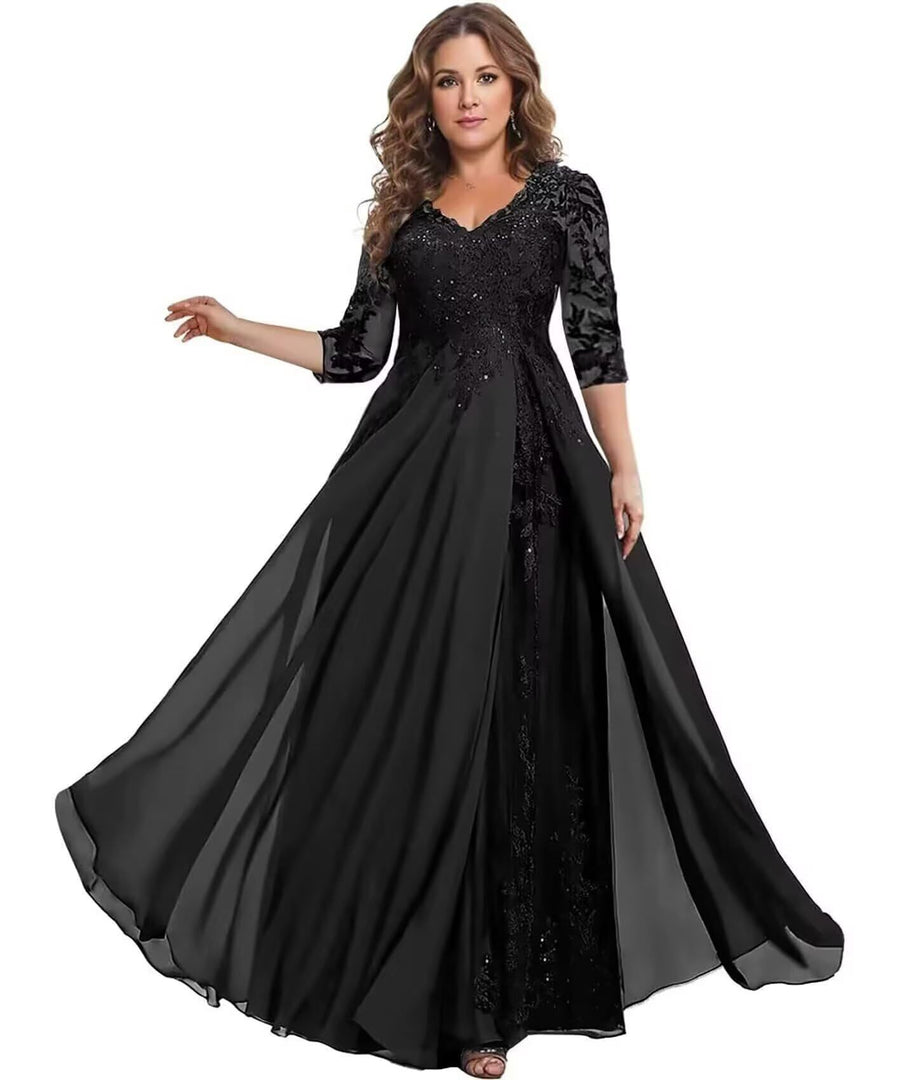 European station cross-border amazon dress chiffon patchwork lace cut out long dress bridesmaid evening dress women's evening dress