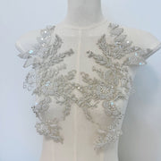 Silver Seed Bead Sequin Lace Trim - Handmade DIY Wedding Dress, Hair Accessory & Curtain Embellishment (ZH449)