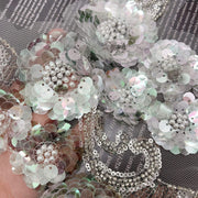 Beaded sequin pearl embroidered lace trim for wedding dress embellishment and DIY crafts
