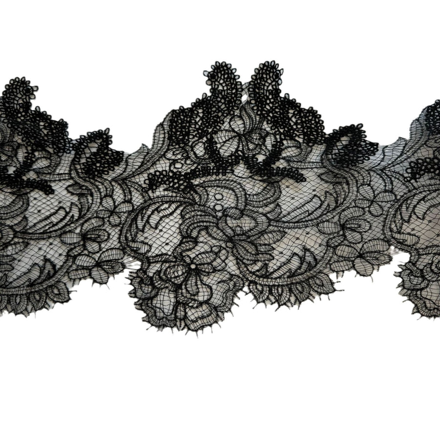 Boutique black beige sequined fish silk thread wedding dress lace fabric, hollowed out European and American dress lace accessories R98