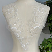 White neckline floral accessories DIY wedding dress stage clothing material beaded lace flower