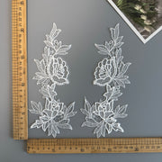 Hollow Lace Embroidery Applique Pair - Fish Silk Thread Headgear & Wedding Dress Collar Accessory (R164)