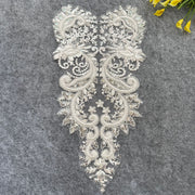 Zh442 silver bead tube embroidered flower - material for veils, diy wedding dress accessories, and clothing skirts