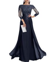 Cross-border lace patchwork long evening dress women's three-quarter sleeve banquet host bridesmaid dress new arrival elegant slimming evening gown