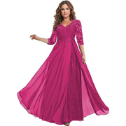 European station cross-border amazon dress chiffon patchwork lace cut out long dress bridesmaid evening dress women's evening dress