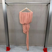 Off-the-Shoulder Ruched Mini Dress — Soft Draping with a Trailing Side Detail