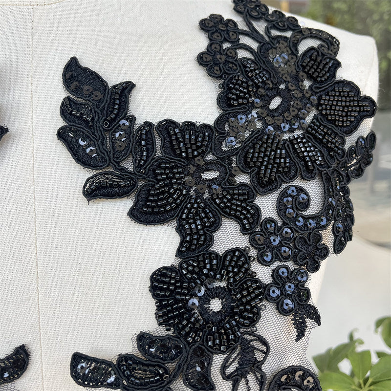 Sequined Lace 3D Flower Applique - Wedding Dress & Cheongsam Embroidery Decoration (D51)