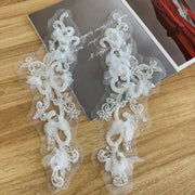 Beaded 3D Floral Mesh Embroidered Appliqué – DIY Clothing, Hanfu & Skirt Decoration (ZH389)