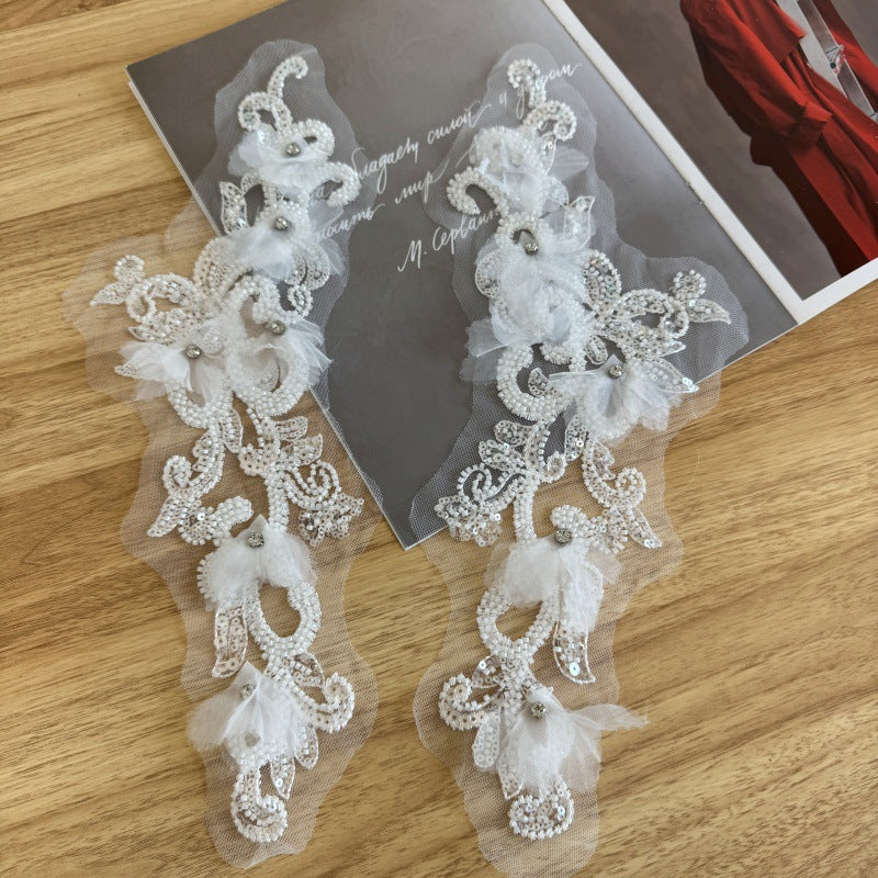 Beaded 3D Floral Mesh Embroidered Appliqué – DIY Clothing, Hanfu & Skirt Decoration (ZH389)