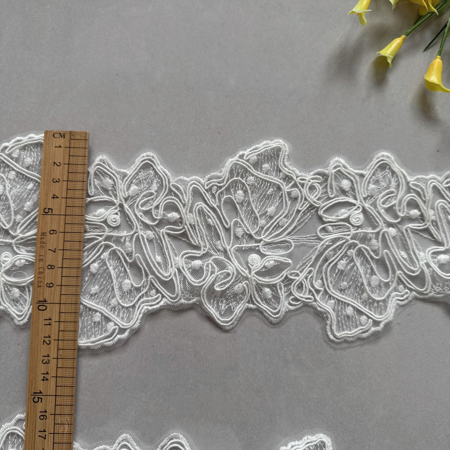 Mesh Bone Milk Silk 12CM Lace Trim - High-End Clothing, Skirt & Children's Clothing Accessory (R214)