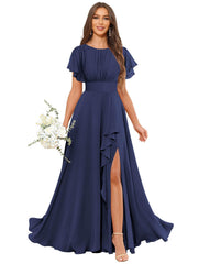 Cross-border amazon bestseller: long bohemian chiffon midi dress - short sleeve, cinched waist, evening gown, bridesmaid dress