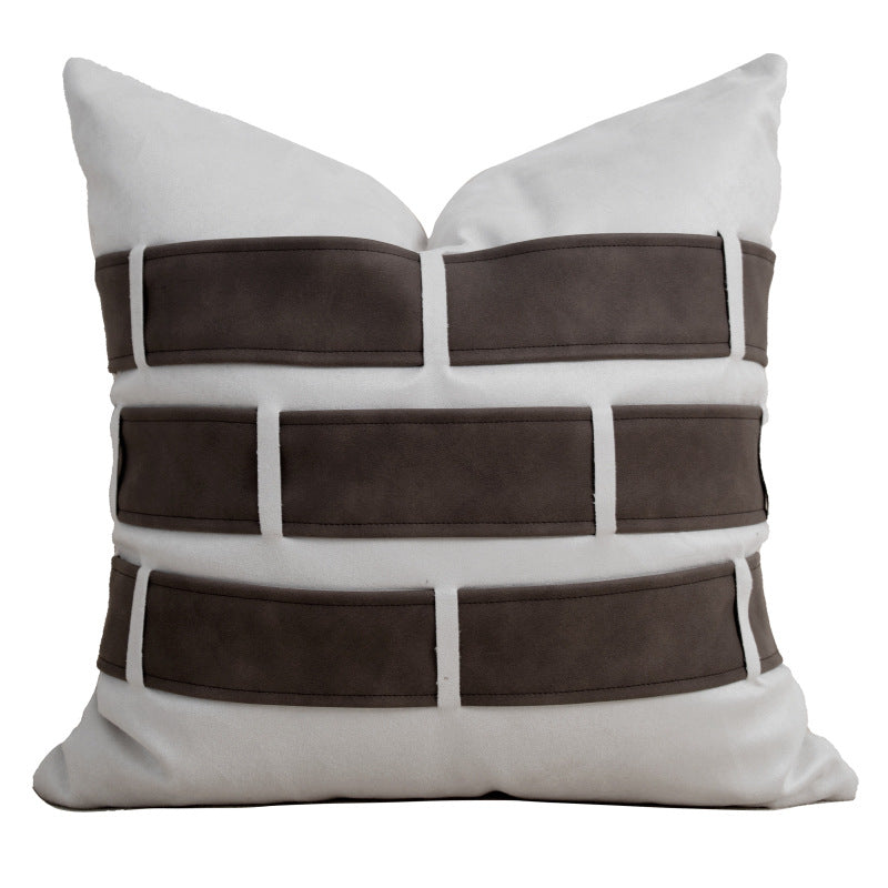 Luxury cushion cover with coffee and gold elegance design on sofa