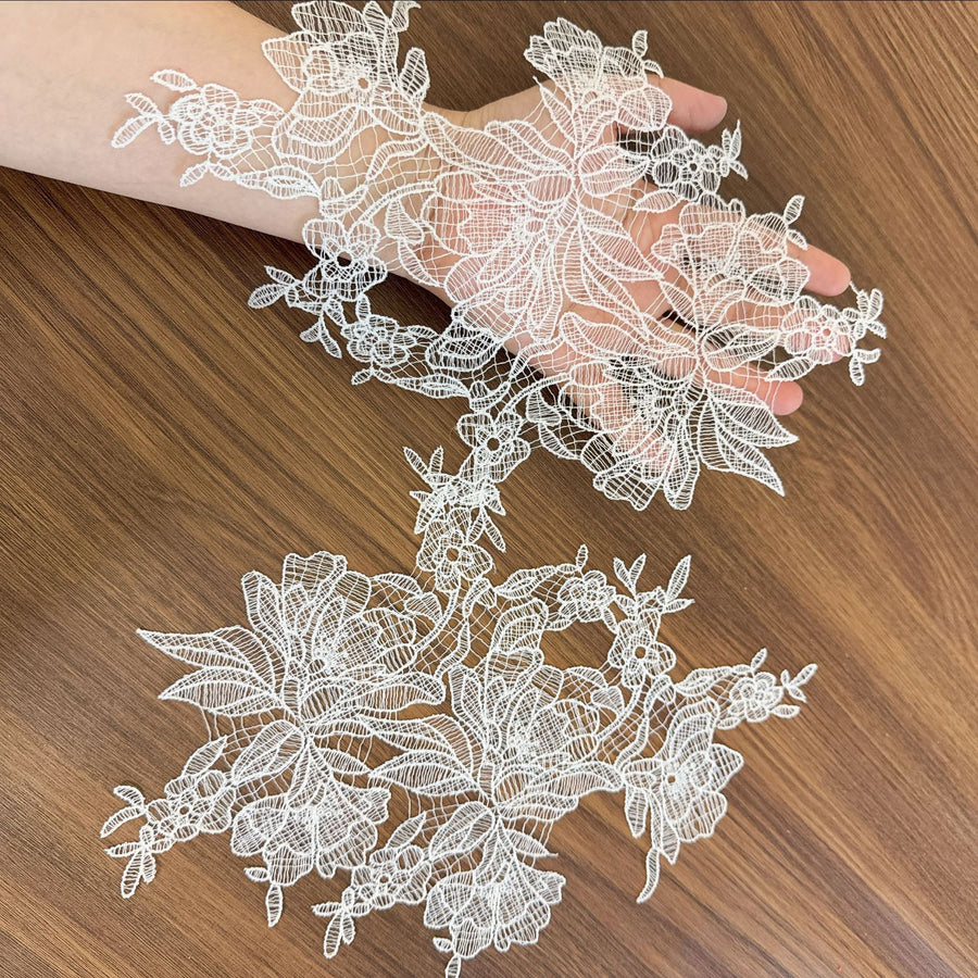 Fish Silk Thread Light & Thin Lace Embroidery Pair - DIY Hollow Clothing Handmade Decal (R4)