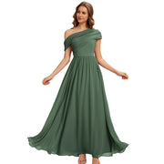 Amazon fashion chiffon one-shoulder long bridesmaid dress wedding annual meeting banquet host evening dress bestie long dress