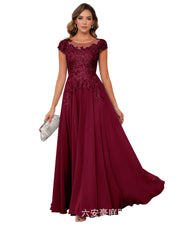 Fashion cross-border banquet long dress lace chiffon mop long skirt wedding mother's wear annual meeting performance clothes fat mm