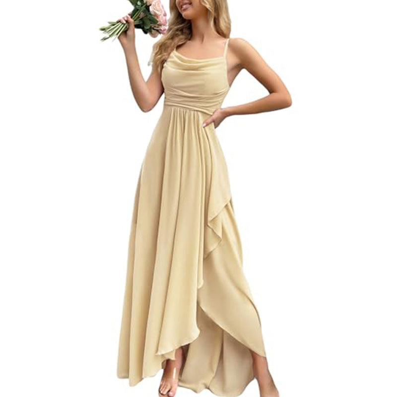 Fashion aliexpress export satin short banquet dress party bows evening dress wedding ladieswear