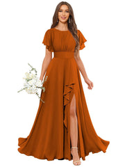 Cross-border amazon bestseller: long bohemian chiffon midi dress - short sleeve, cinched waist, evening gown, bridesmaid dress