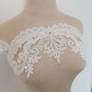 White Lace Mesh Heavy Industry Diamond Handmade Beading Ribbon - Luxurious DIY Clothing & Wedding Dress Trim (ZH463)