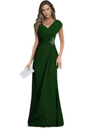 Cross-border plus sizenew arrival evening dress elegancev neck chiffon silm large swing long banquet dress long skirt female bridesmaid