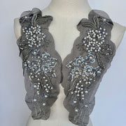 Black three-dimensional bead flower coat, rhinestone clothing neckline, waist accessories, shoulder accessories, wedding dress DIY auxiliary