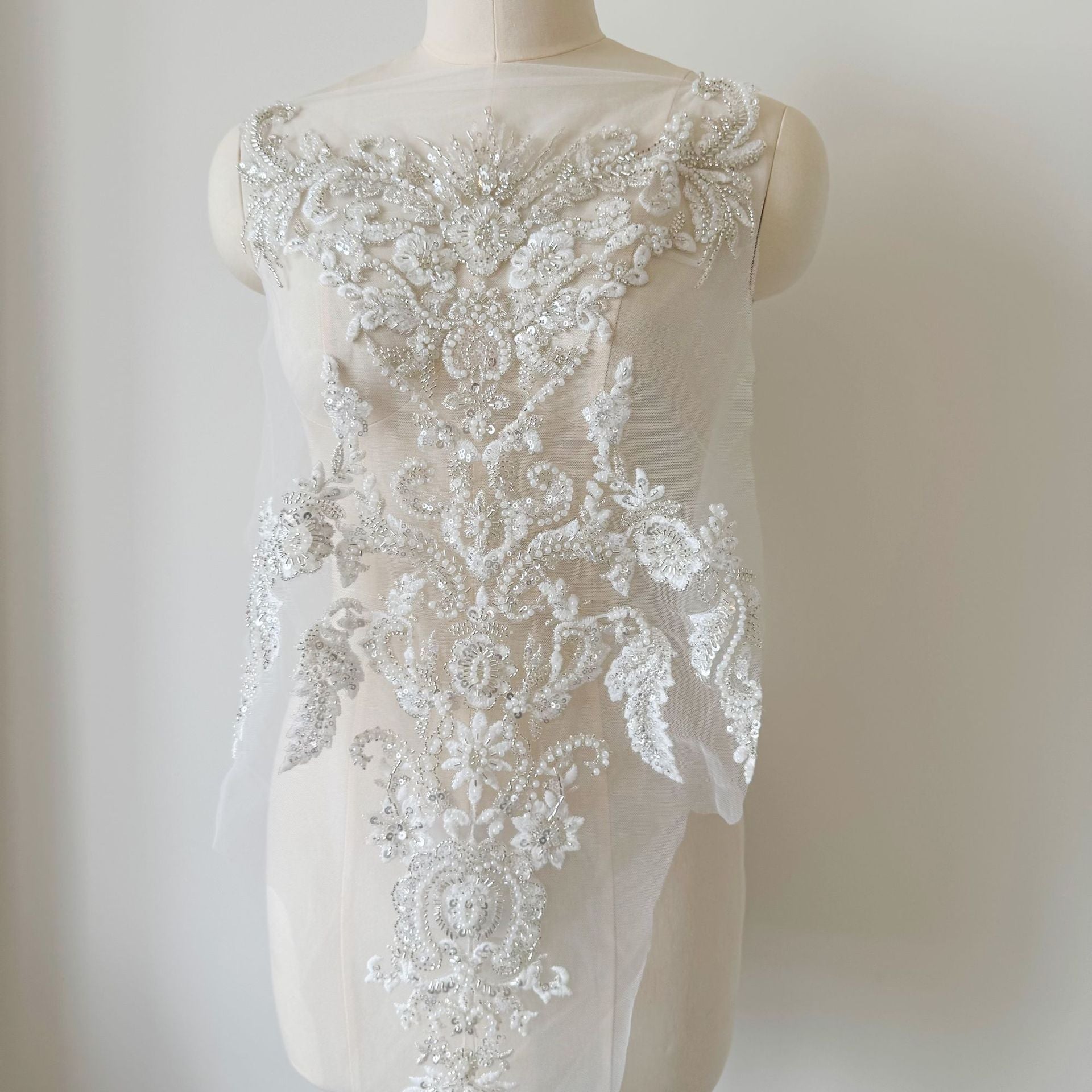 ZH422 white large chest back beaded jewelry clothing decorative embroidery wedding dress designer face accessories