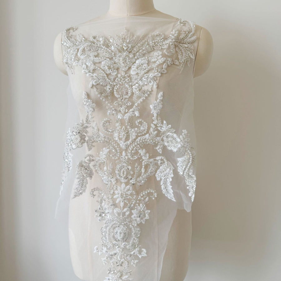 White Large Chest Back Beaded Jewelry Clothing Decoration - Embroidery Wedding Dress Designer Accessories (ZH422)