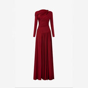 Asymmetric Cut-Out Maxi Dress — Draped Neckline with a Ruched Waist