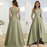 Cross-border best-selling sleeveless evening dress for women, short in front and long in back, bridesmaid, sister group, bestie dress, dinner red carpet dress a dress