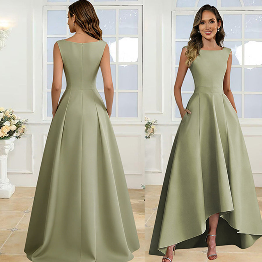 Cross-border best-selling sleeveless evening dress for women, short in front and long in back, bridesmaid, sister group, bestie dress, dinner red carpet dress a dress