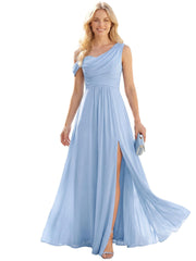 Cross-border dress bridesmaid dress chiffon one shoulder long skirt side slit forest fairy elegant wedding sister dress evening dress