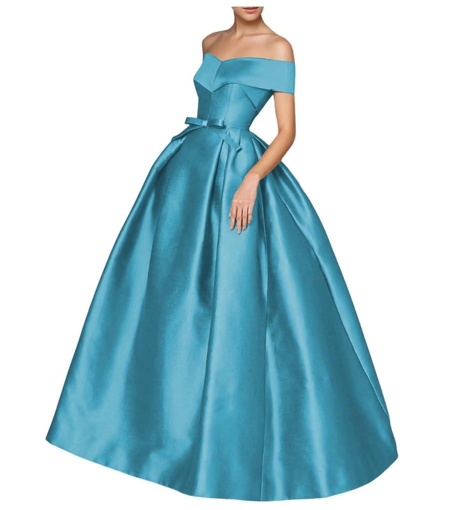 European and american one-shoulder satin flared maxi dress with tie-up bow waist – evening, wedding, and mother-of-the-bride long gown