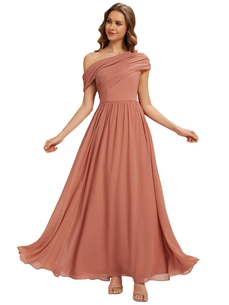 Amazon fashion chiffon one-shoulder long bridesmaid dress wedding annual meeting banquet host evening dress bestie long dress