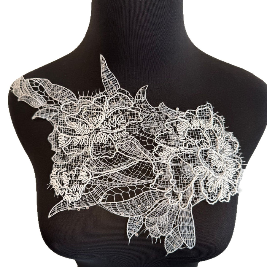 Computer Embroidered Lace Corsage - Fresh Collar Glass Yarn Flower Piece Accessory (R221)