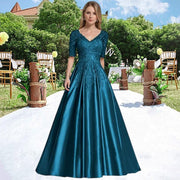 European and american style plus size evening gown - women's satin floor-length dress - perfect for weddings, bridesmaids, annual galas, and performances - flattering and figure-forgiving