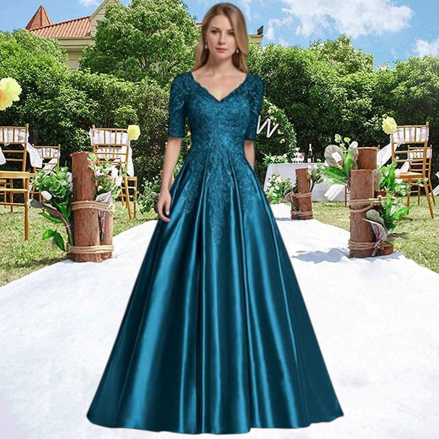 European and american style plus size evening gown - women's satin floor-length dress - perfect for weddings, bridesmaids, annual galas, and performances - flattering and figure-forgiving