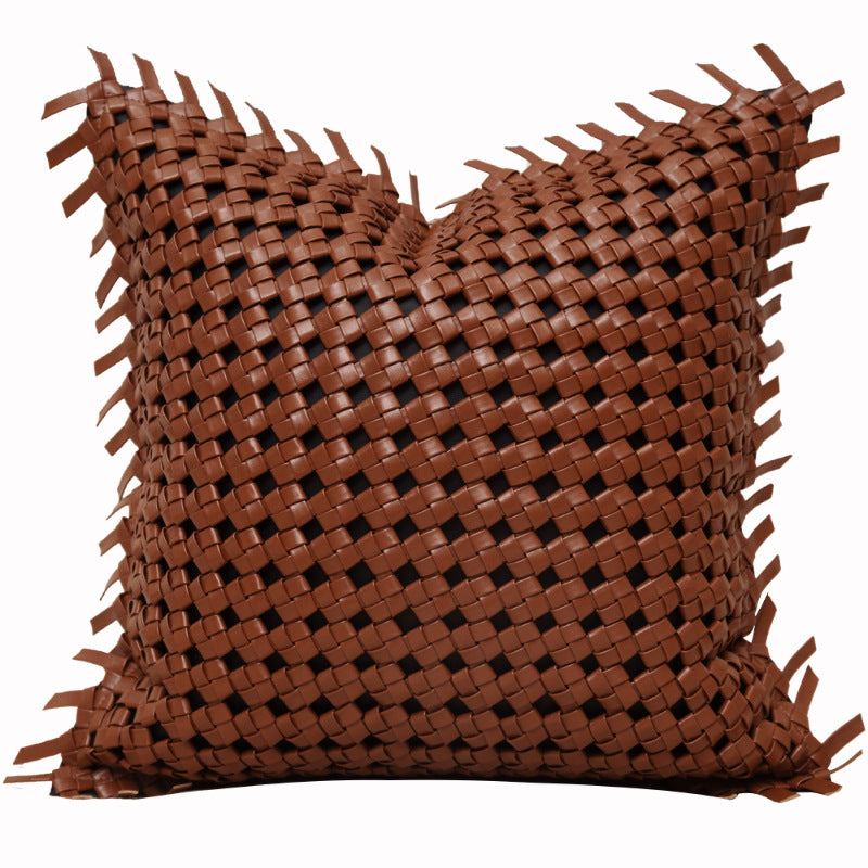 Grey Genuine Leather Cushion Set - Modern Luxury for Refined Interiors